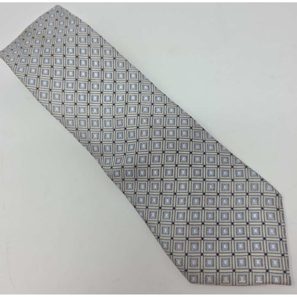 Bugatti Tie Men's Gray Blue Geometric 100% Silk Classic